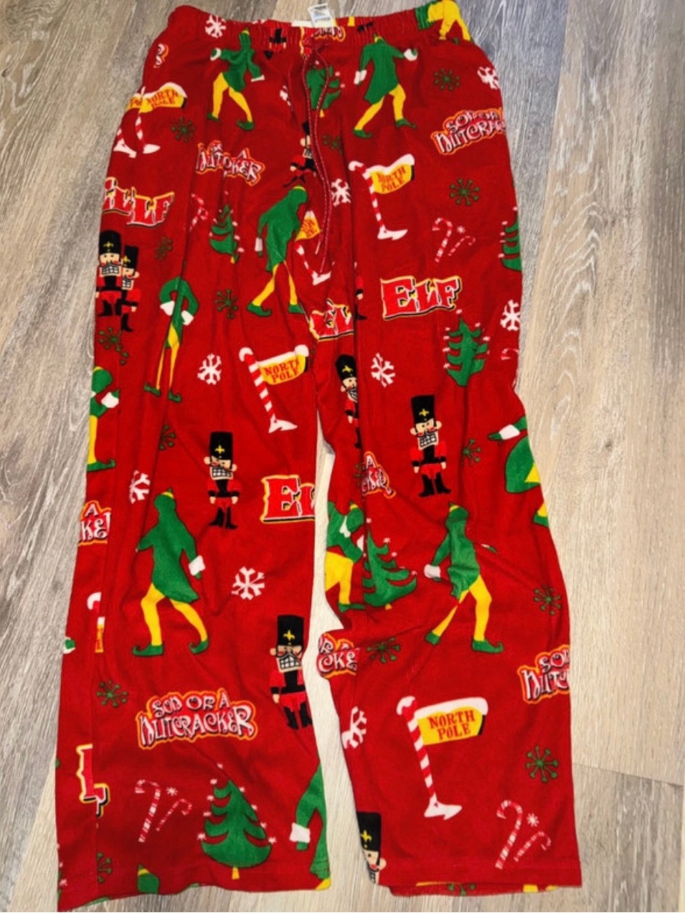 Woman’s ELF Red Holiday Elf & Nutcracker Fleece Pajama Pants